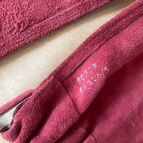 Vintage 1980s Maroon Red Microsuede Adjustable Length Wide Chunky Waist Belt - Picture 6 of 7